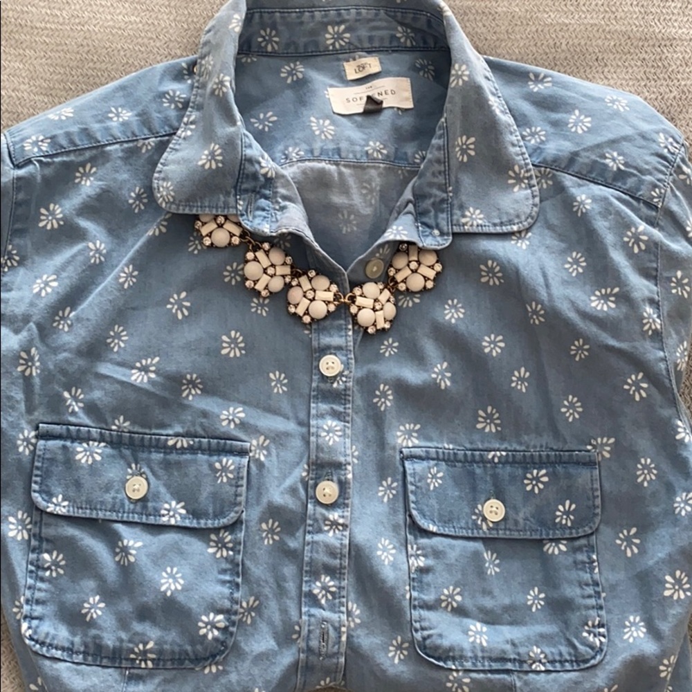 Loft Softened patterned chambray long sleeve